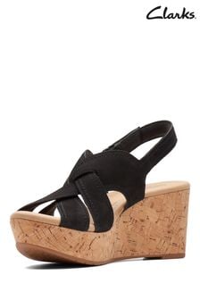 Clarks Black Nubuck Erin Wedge Sandals (C29456) | £65