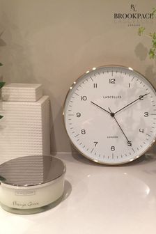 Brookpace Lascelles White Gold Metal Cased Wall Clock with White Dial