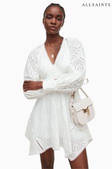 AllSaints Irina White Broderie Dress (C29996) | £199