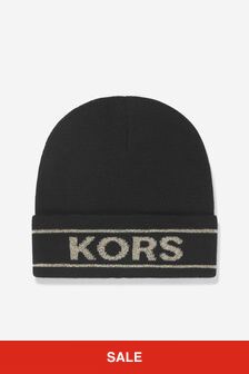 Michael Kors Girls Knitted Pull On Hat in Black