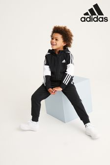 adidas Black Little Kids 3-Stripes Tracksuit (C30864) | £40