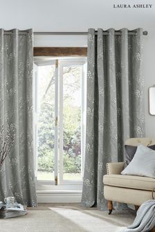 Laura Ashley Steel Grey Pussy Willow Eyelet Curtains