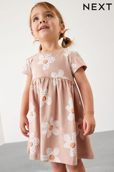 Neutral Short Sleeve Jersey Dress (3mths-7yrs) (C31093) | £6 - £8
