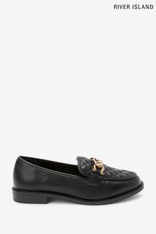 River Island Chain Black Loafers (C31739) | £37