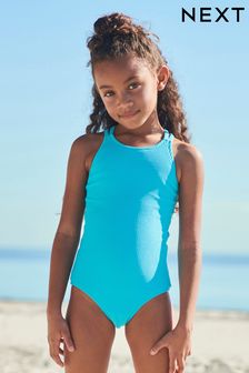 Blue Textured Swimsuit (3-16yrs) (C31888) | £14 - £19