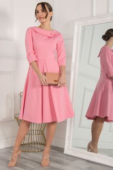 Jolie Moi Pink Kyndall 3/4th Sleeve Midi Dress