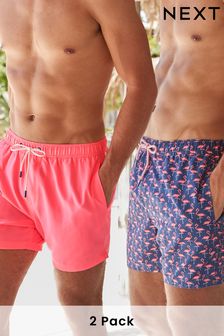 Blue/Navy Flamingo 2 Pack Swim Shorts (C32875) | £30