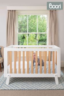 Turin Cot Bed in White & Almond with Deluxe Purotex Mattress