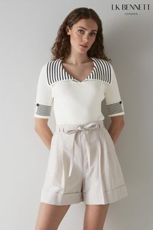 L.K.Bennett Cream Bay Stripe Cotton Knitted Top