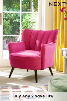 Soft Velvet Fuchsia Pink Rosie Accent Chair (C36062) | £325