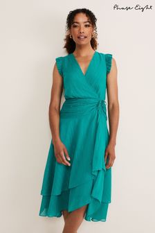 Phase Eight Blue Cressinda Ruched Dress (C37334) | £139