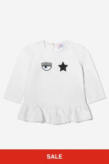 Chiara Ferragni Baby Girls Long Sleeve Maxi T-Shirt in Cream