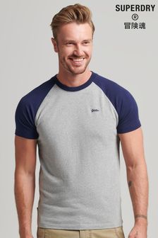 Superdry Grey Marl/Rich Navy Organic Cotton Baseball T-shirt (C38598) | £23