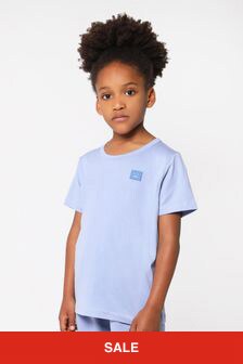 Acne Studios Kids Short Sleeve Logo T-Shirt in Lilac