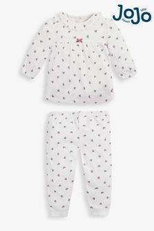 JoJo Maman Bébé Pretty Jersey White Pyjamas (C40434) | £19