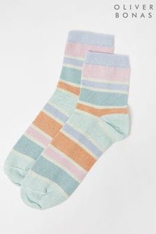 Oliver Bonas Blue Pretty Stripe Ankle Socks
