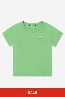 Acne Studios Kids Short Sleeve Logo T-Shirt in Green