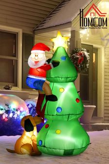 Homcom Green 6ft Inflatable Green Novelty Santa Dog Decoration