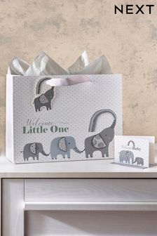 Grey New Baby Elephant Gift Bag (C41897) | £4