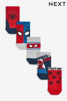 Spider-Man Red/Blue Cotton Rich Trainer Socks 5 Pack (C42136) | £10 - £12