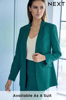 Teal Green Textured Single Breasted Blazer Jacket (C42396) | £60