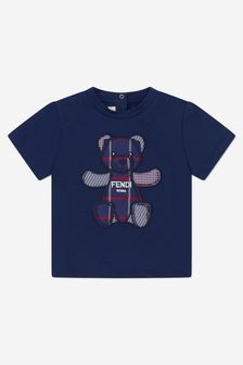 Fendi Kids Baby Teddy Bear T-Shirt in Blue