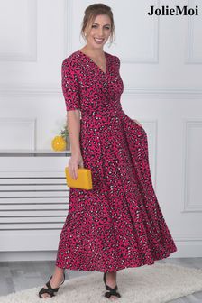 Jolie Moi Pink Animal Print Maxi Dress