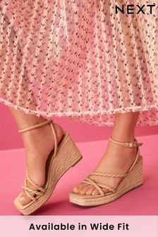 Nude Forever Comfort® Twist Strap Detail Square Toe Wedge Sandals (C43783) | £42