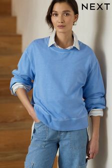 Blue Drop Shoulder Stitch Detail Sweatshirt (C45843) | £30