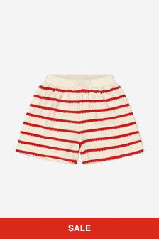 Konges Sljd Kids Organic Cotton Striped Shorts in Beige