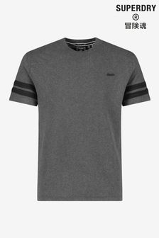 Superdry Vintage Graphite Grey Logo Embroidered Quarterback T-Shirt