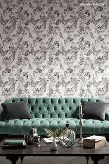 Graham & Brown Black Skull Roses Wallpaper