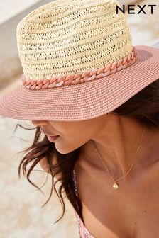 Natural Chain Detail Panama Hat (C47361) | £16