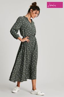 Joules Green Josie Frill Elasticated Waist Dress (C47600) | £55