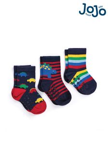 JoJo Maman Bébé Blue Dino Socks 3 Pack (C47998) | £9.50