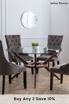 Julian Bowen Clear Chelsea Large Round Glass 6 Seater Dining Table