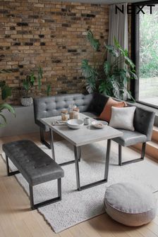 Dark Grey Cole Ceramic Effect And Upholstered Space Left Hand Corner Saving Dining Bench Set (C48235) | £1,350