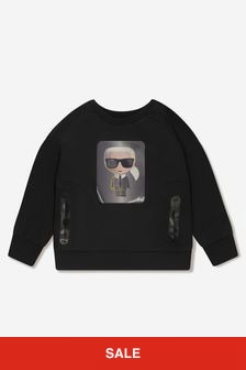 Karl Lagerfeld Boys Karl Ikonik Print Sweatshirt in Black