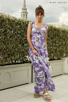 Mint Velvet Purple Carly Ruffle Boho Maxi Dress