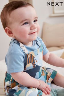 Blue Jersey Short Baby Dungarees And Bodysuit (0mths-3yrs) (C49590) | £16 - £18