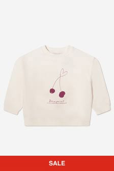 Bonpoint Girls Tayla Cherry Sweatshirt in White