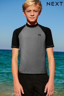 Grey Colourblock Short Sleeve Sunsafe Rash Vest (3-16yrs) (C50555) | £10 - £16