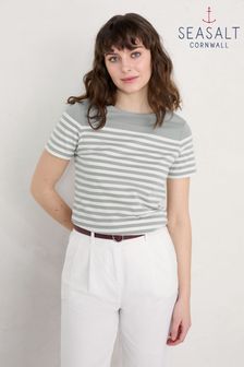 Seasalt Cornwall Grey Striped Sailor T-Shirt