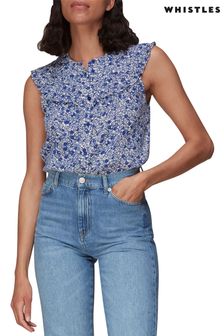 Whistles Blue Twin Daisy Print Blouse