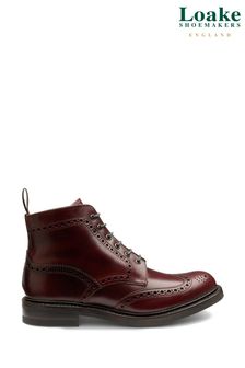 Loake Red Bedale Burgundy Heavy Brogue Boots