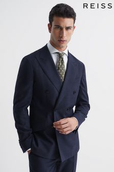 Reiss Blue Broadgate Double Breasted Prince of Wales Check Blazer (C51775) | £328