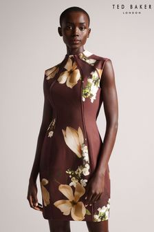 Ted Baker Zassha Brown Printed Bodycon Dress (C51883) | £165