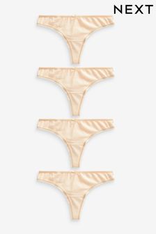Nude Thong Cotton Rich Knickers 4 Pack (C52001) | £8