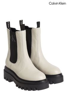 Calvin Klein Cream Flatform Chelsea Boots (C52095) | £180