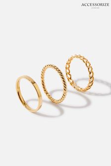 Accessorize Gold Gold Plated Band Stacking Rings